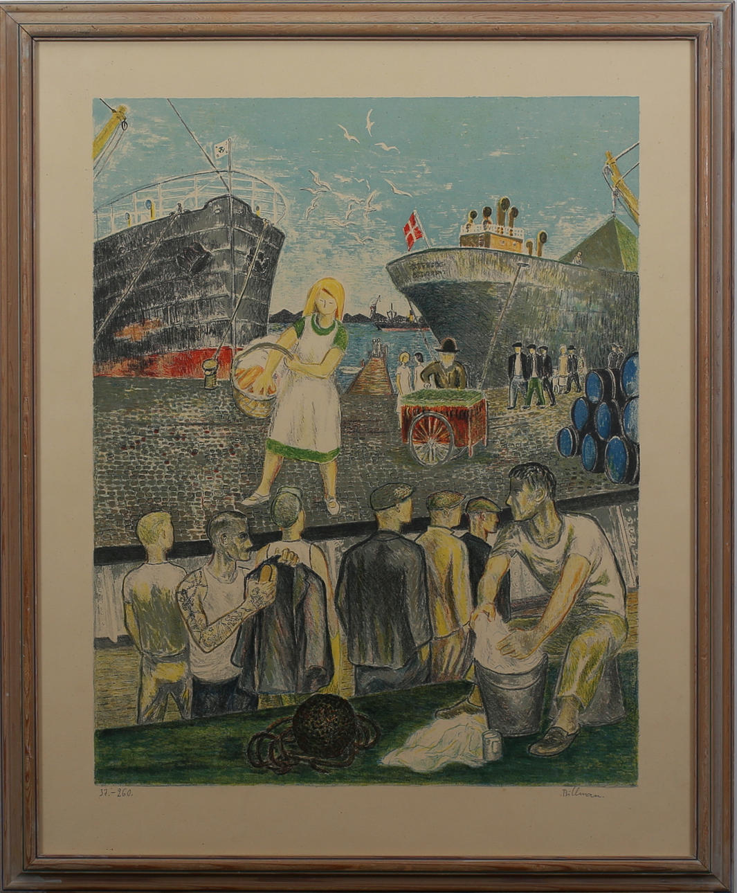 TORSTEN BILLMAN. Göteborgs hamn. Färglitografi. Signerad Billman. 37/260.