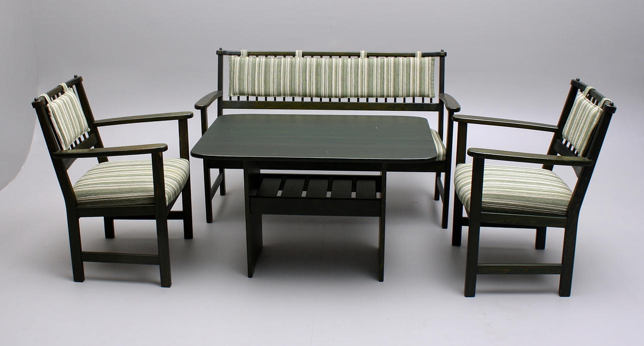 SITTGRUPP, 4 delar, trä/grön, Swedese - Yngve Ekström + TAKARMATUR, tillhörande.