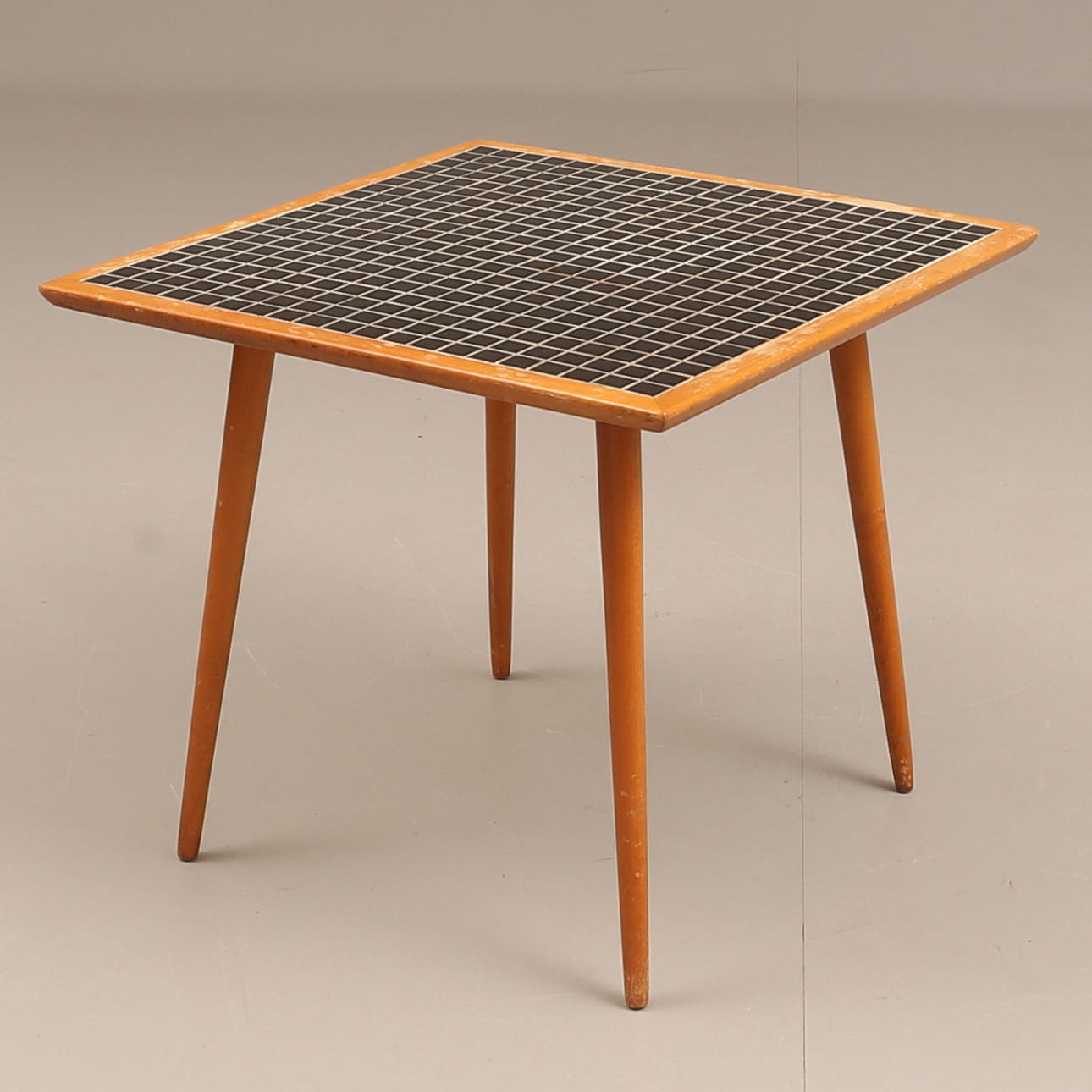 TABLE, teak, mosaic, 1960s.