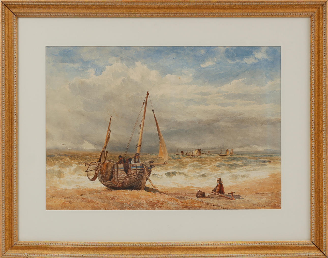 WILLIAM BENNETT. Coastal picture, watercolour, signed and dated 1855.