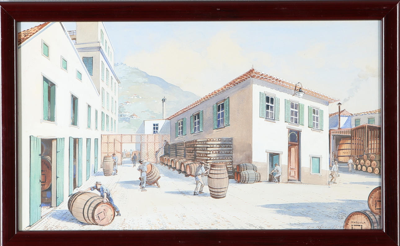 MAX RÖMER. Funchal, Madeira, mixed media on paper, signed and dated 1925.