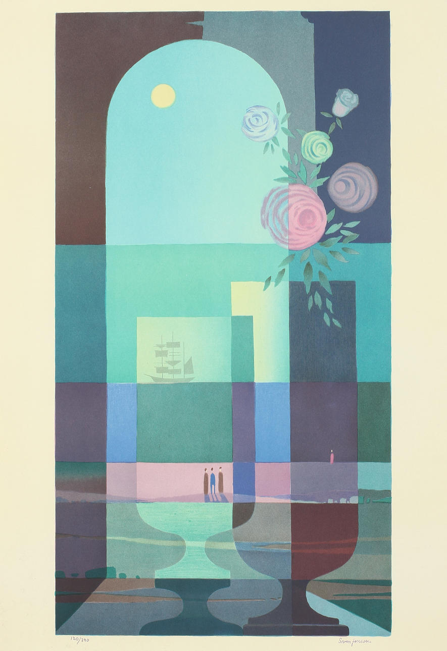 SVEN JONSON. Färglitografi. Stämpelsignerad och nr 120/390.