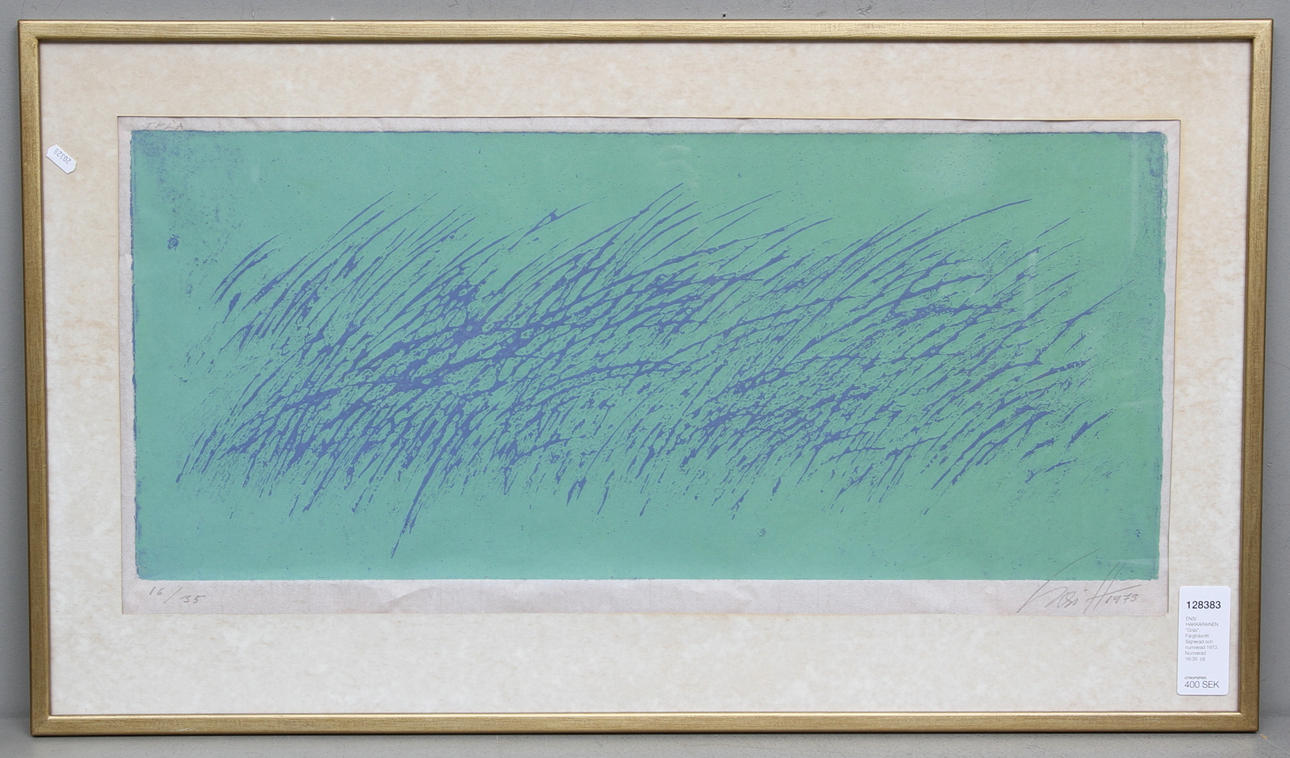 ENSI HAKKARAINEN. "Gräs". Färgträsnitt. Signerad och numrerad 1973. Numrerad 16/35.