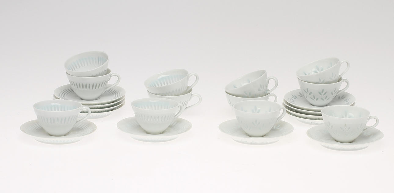 KAFFESERVISDELAR, 12 delar, risporslin, Friedl Holzer-Kjellberg, Arabia, 1900-talets senare hälft.