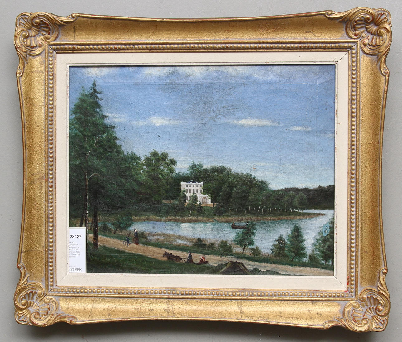 OKÄND KONSTNÄR. Motiv mot Haga slott. 1800-tal. Olja på duk. Osignerad.