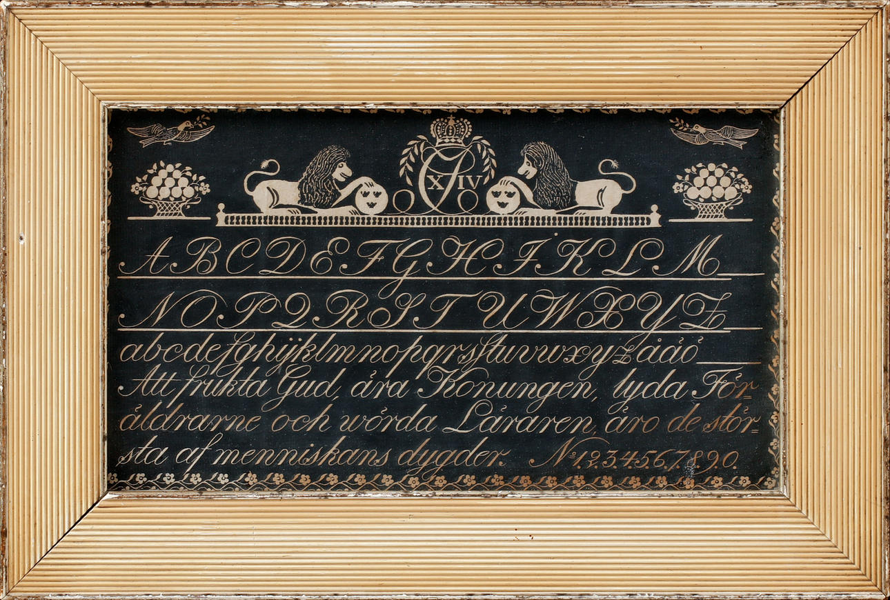 TAVLA, alfabetet samt text.