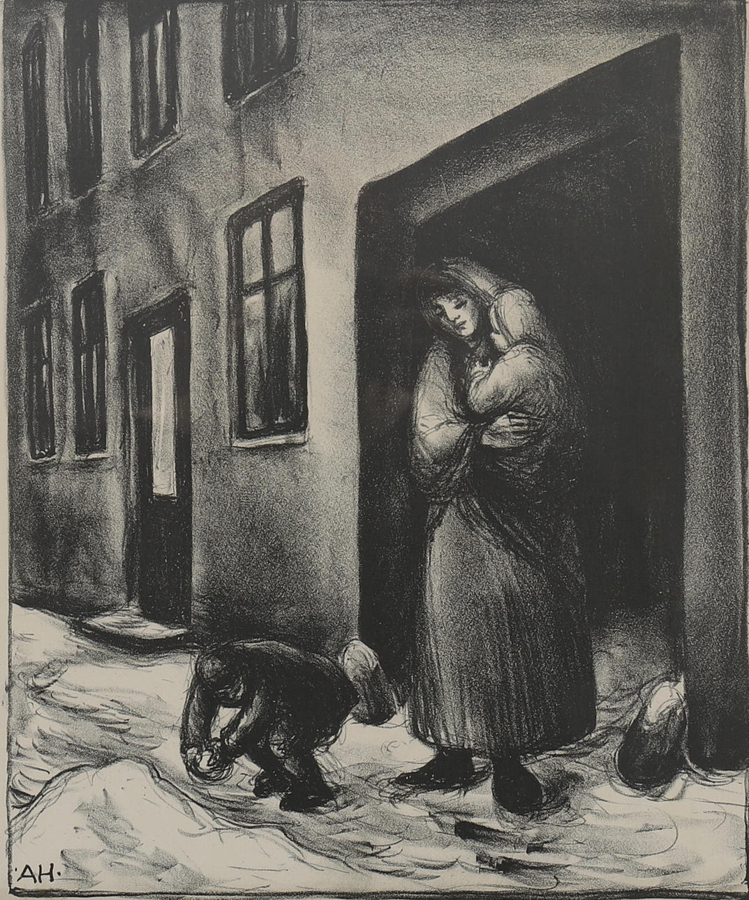 ANTON HANSEN. lithograph, winter motif, signed, dated 1939.