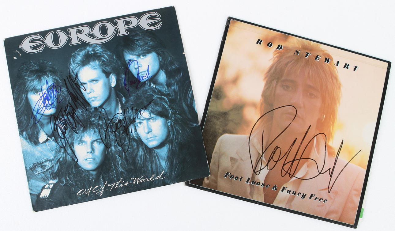 AUTOGRAFER på skivomslag, 6 st, Europe, Rod Stewart.