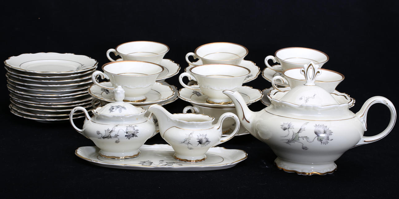 KAFFESERVIS, 40 delar, Karlskrona "Svart blomma".