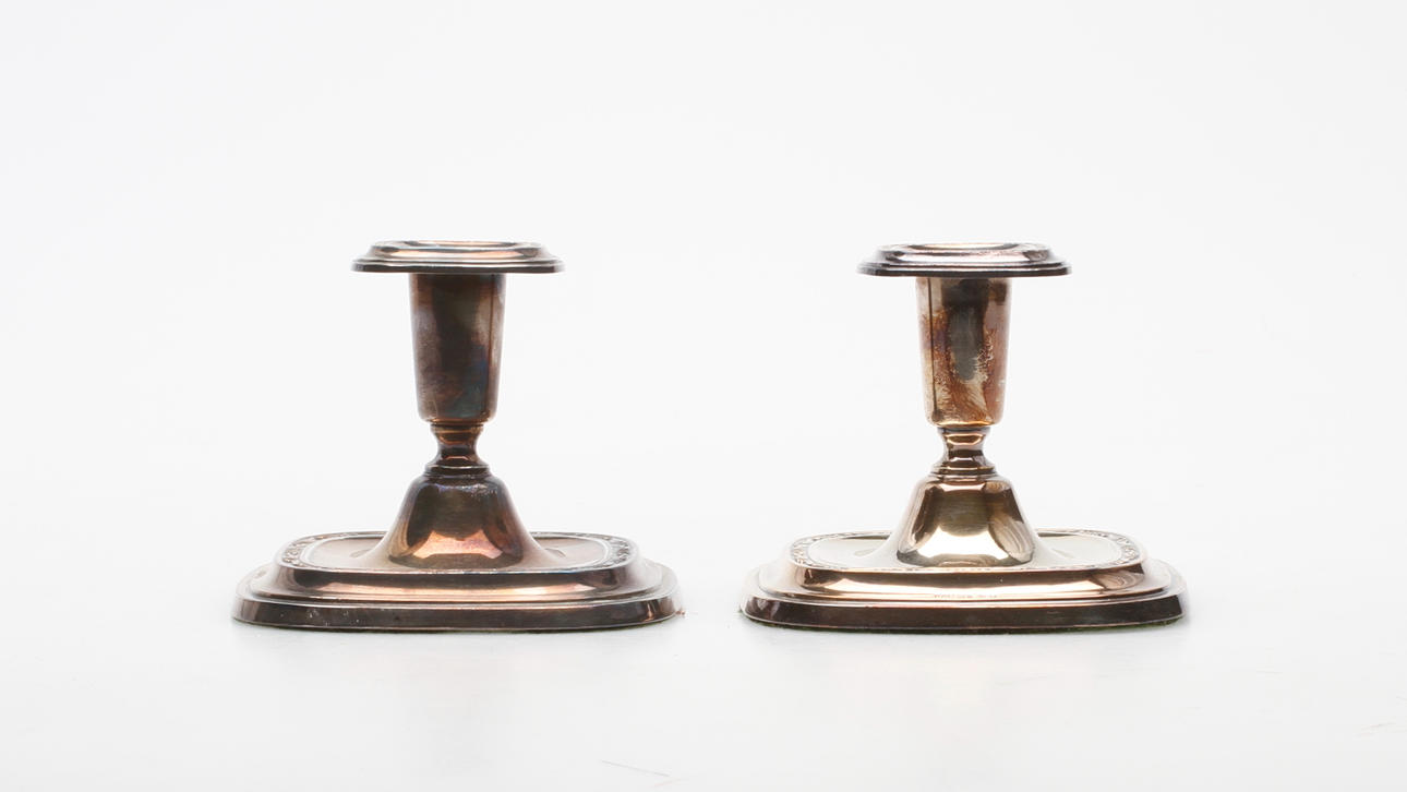 LJUSSTAKAR, ett par, silver, C G Hallberg, Stockholm, 1955.