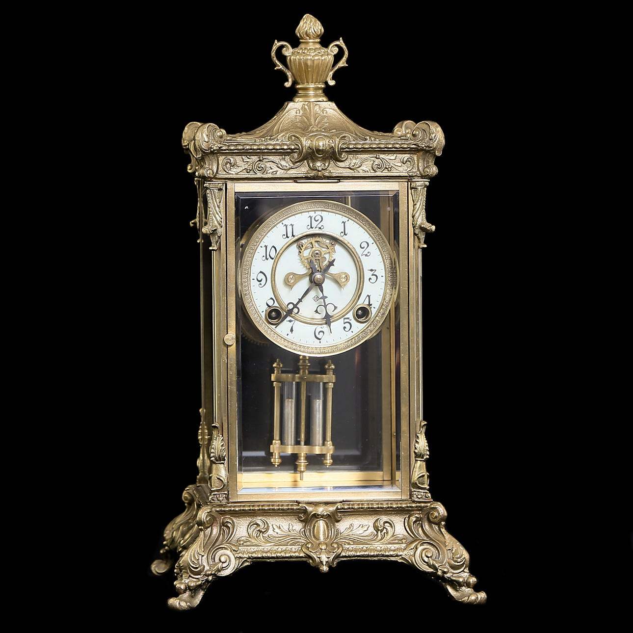 TABLE CLOCK, with mercury plumb, Ansonia Clock Co, New York, Excelsior ...