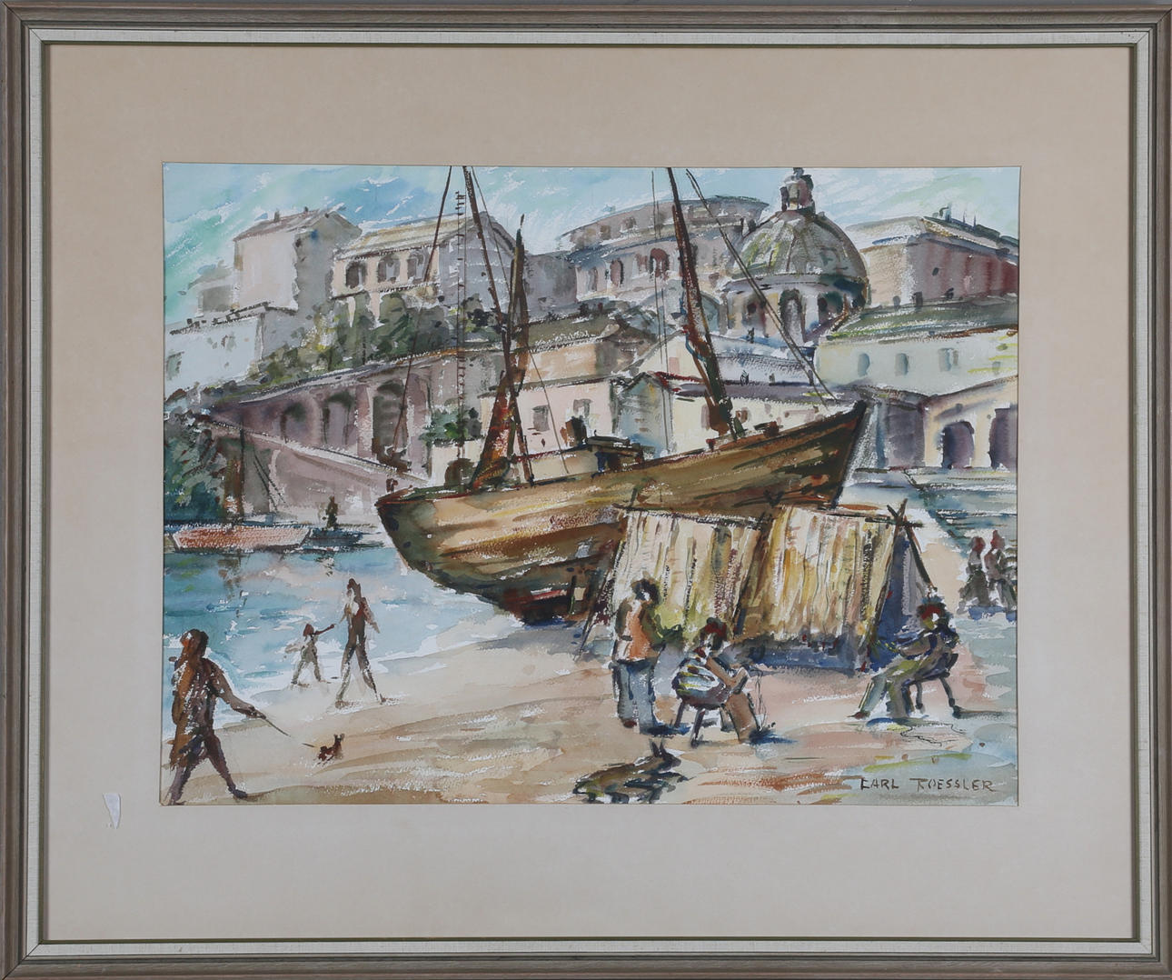 CARL ROESSLER. Watercolor, signed.