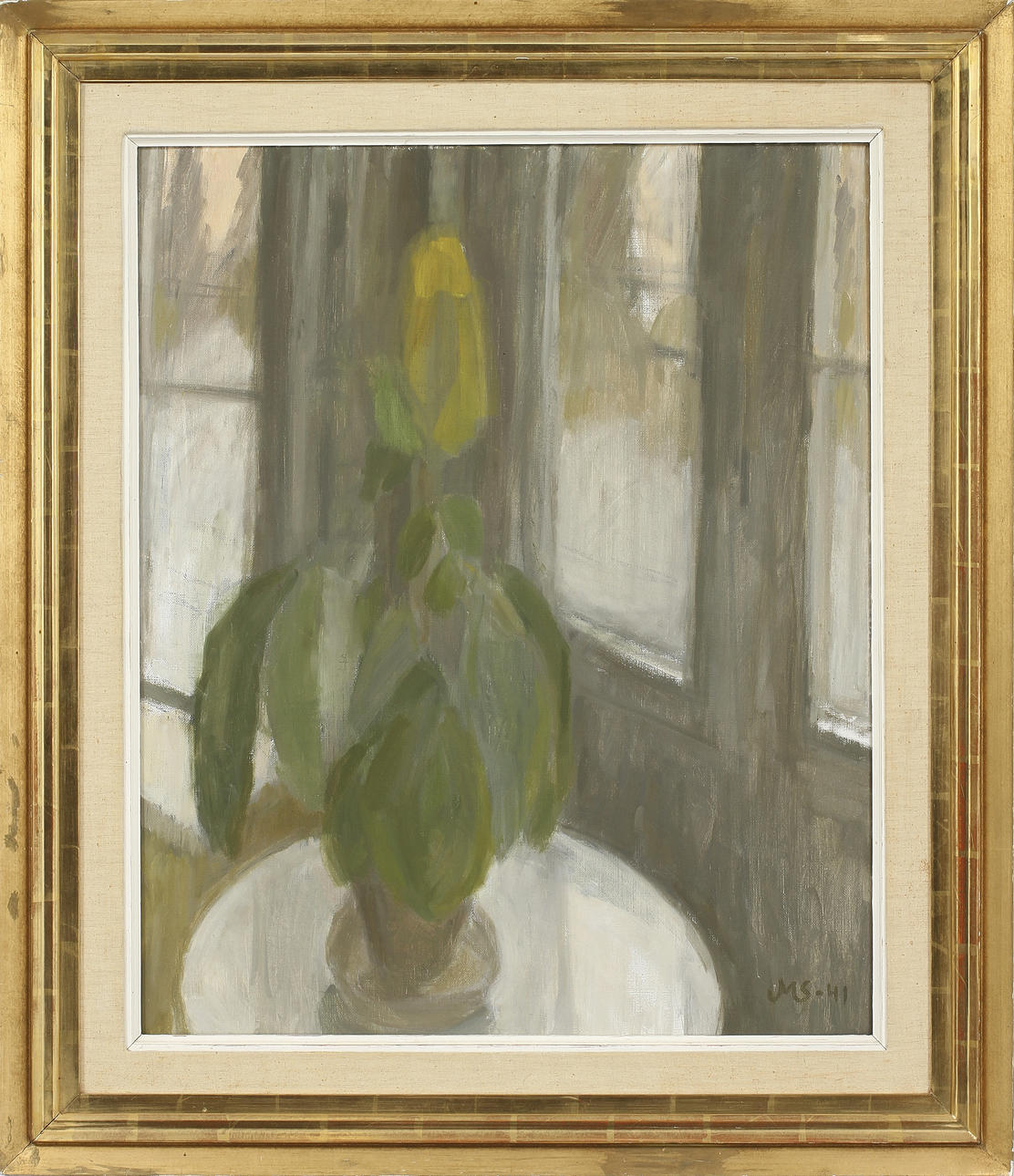 OKÄND KONSTNÄR. Olja på duk, signerad MS-41.