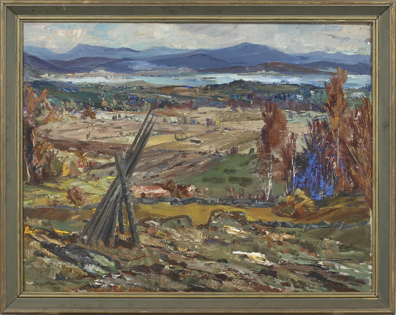 HELGE ZANDÉN. Olja på pannå, signerad 34.