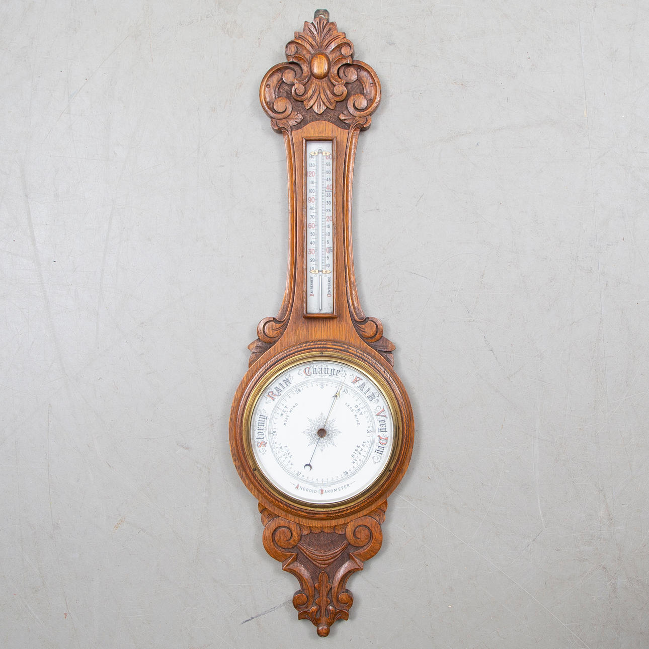 BAROMETER, trä/glas, England, ca 1900.