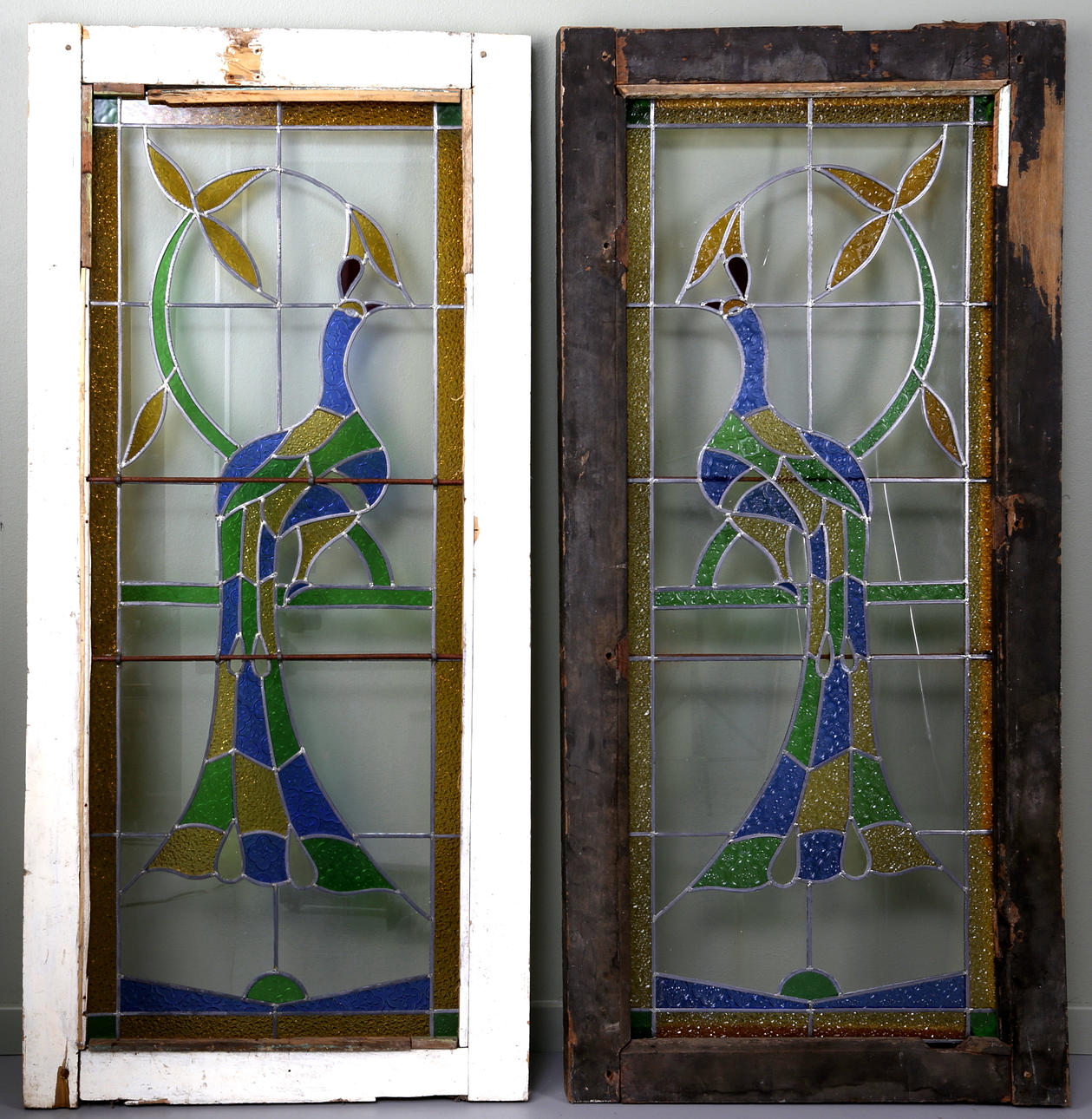 BLYGLASFÖNSTER, JUGEND, 1 par, början av 1900-talet.