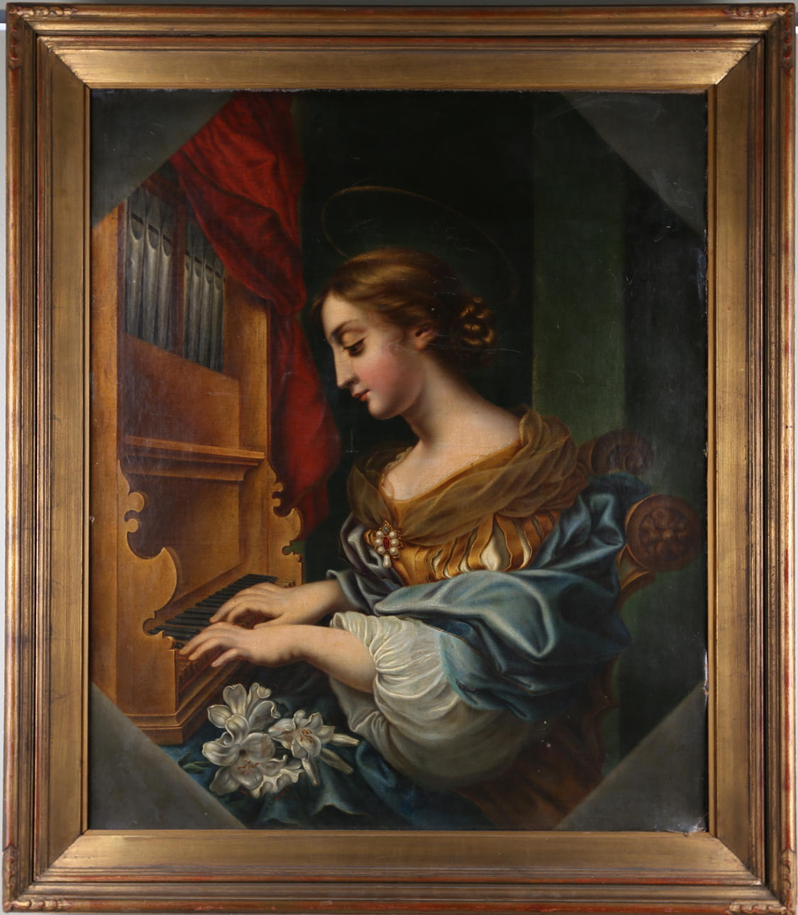 OKÄND KONSTNÄR, Italiensk skola, Olja på duk, Heliga Cecilia, 1700-tal.