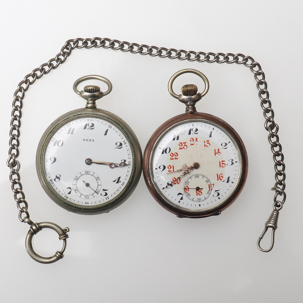 TASCHENUHR, 2 Stück, u.a. Rexa, Silber.