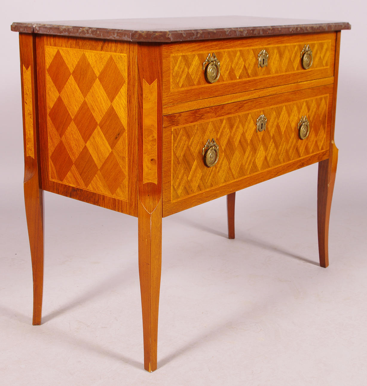 BYRÅ NED STENSKIVA, 2-lådig, AB G. Lidner Helsingborg, gustaviansk stil.