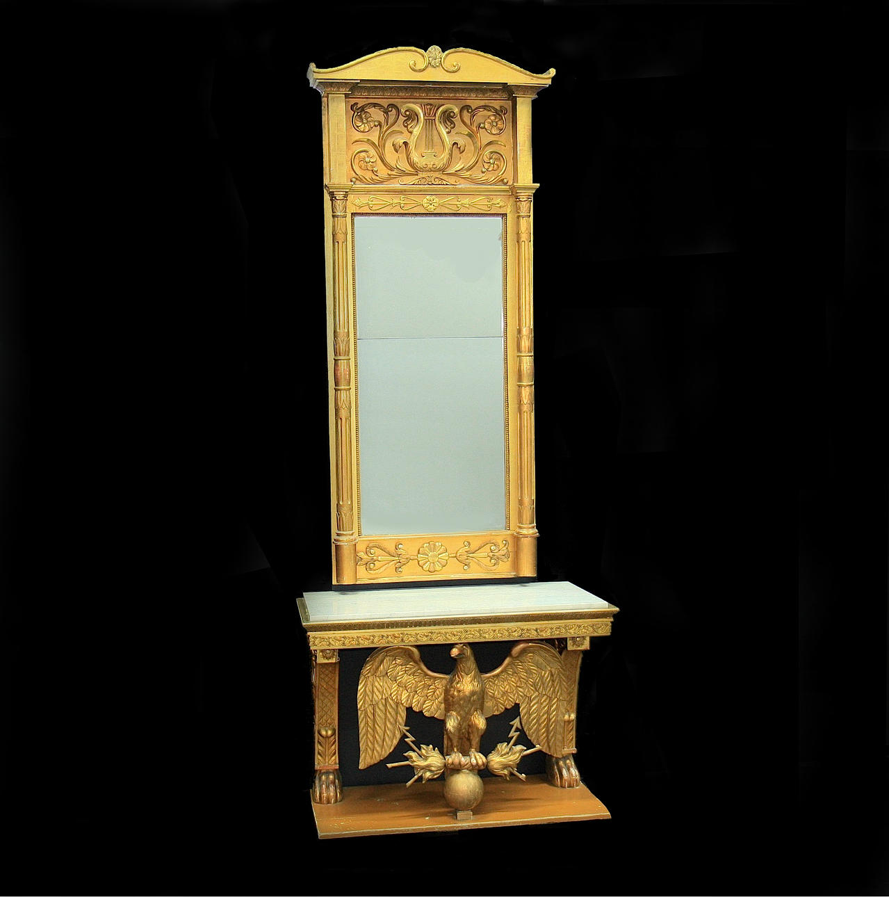 MIRROR WITH CONSOLE TABLE, Empire, Sweden, 19th century.
