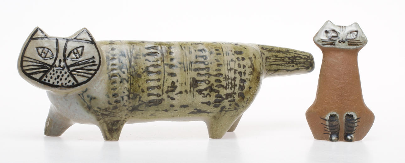 FIGURINER, 2 st, Katter, stengods, Lisa Larsson Gustavsberg.