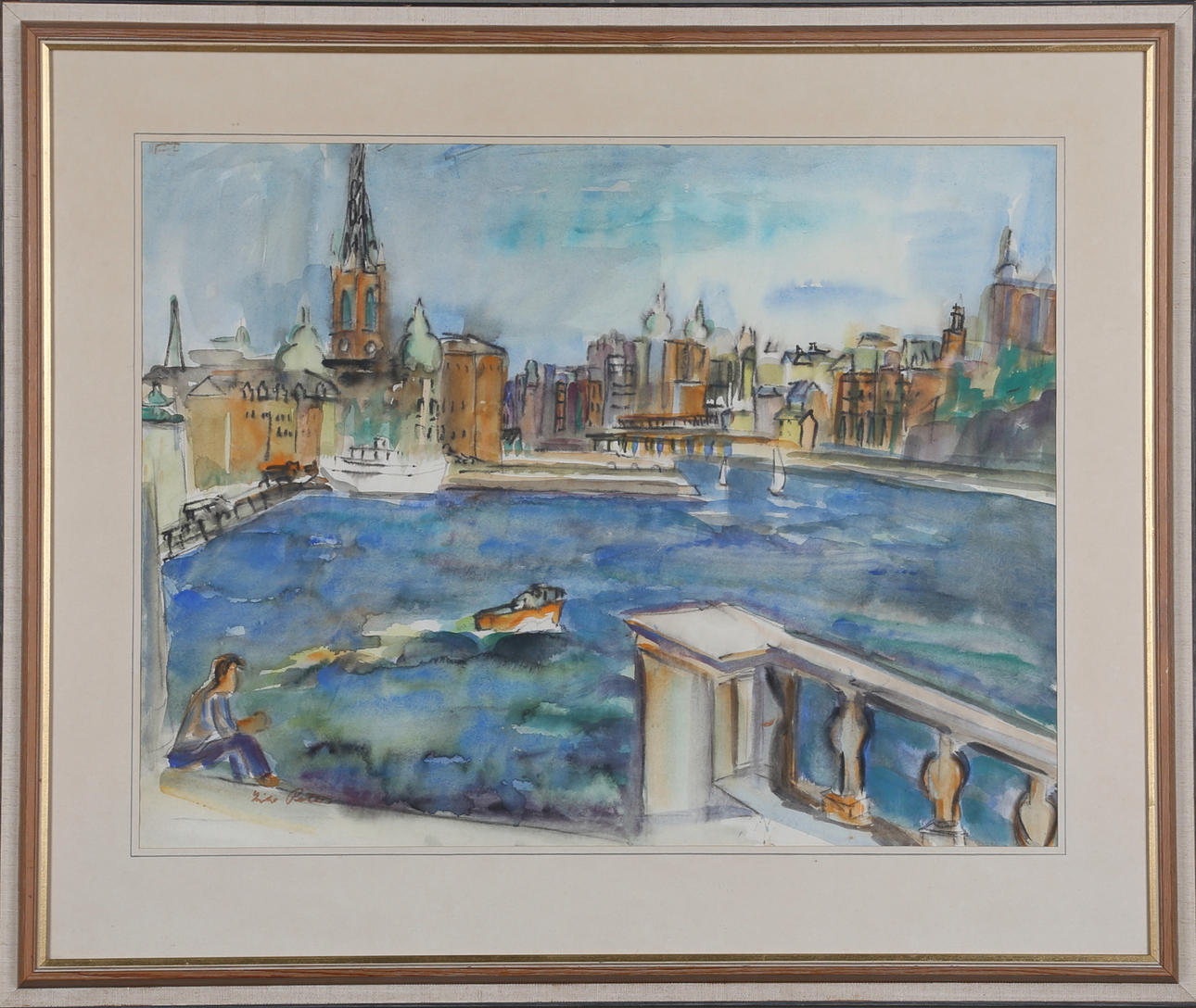 LILO PETERS. watercolor, signed.