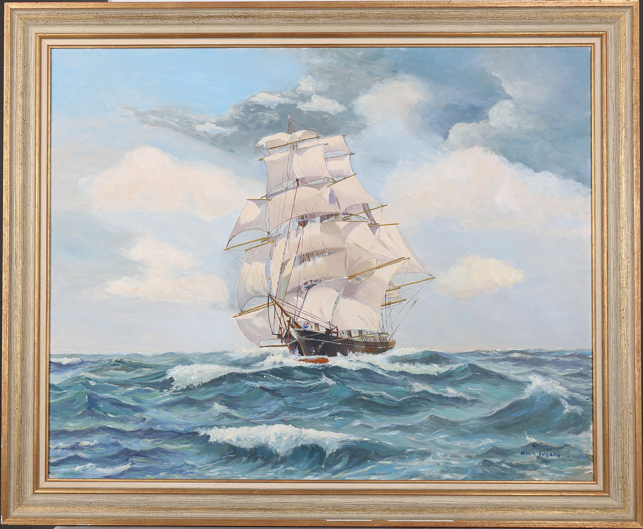 NILS JUHLIN. Marinmotiv. Olja på pannå, signerad.