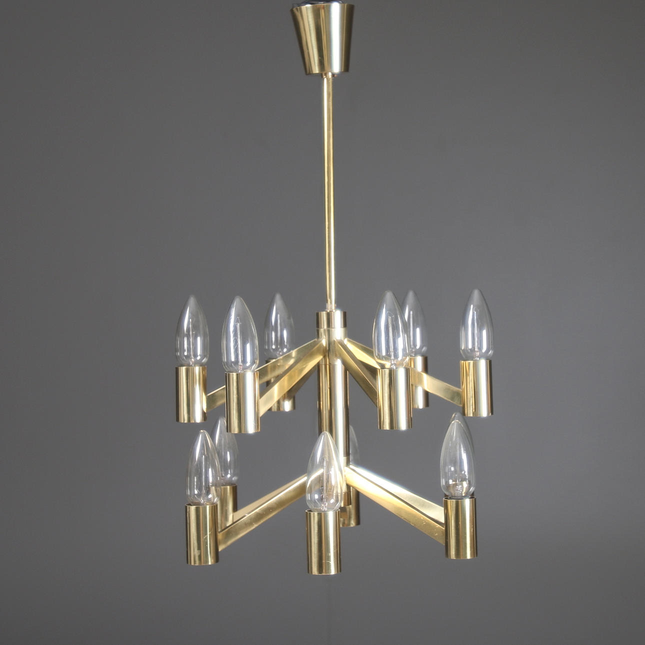 TAKLAMPA, mässing "Lystral" Axel Annell AB. 1950/60-tal.