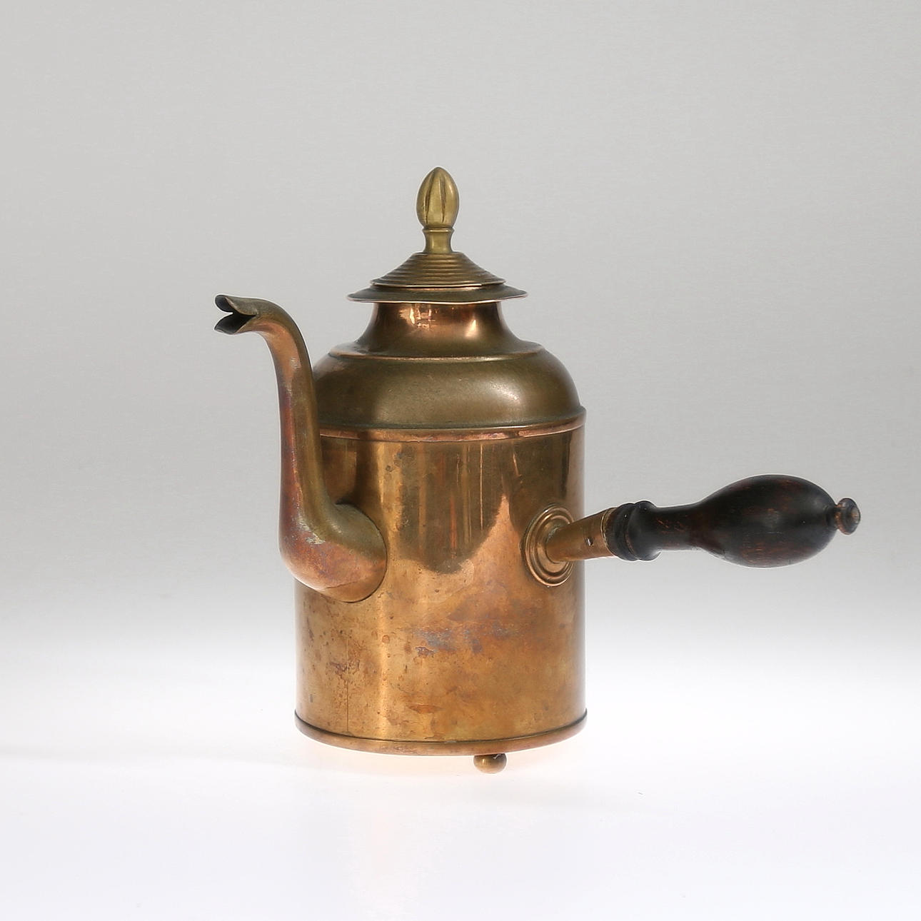 CHOKLADKANNA, mässing, stämplad Nils Petter Linderberg, Sundswall, 1800 talets andra halva.