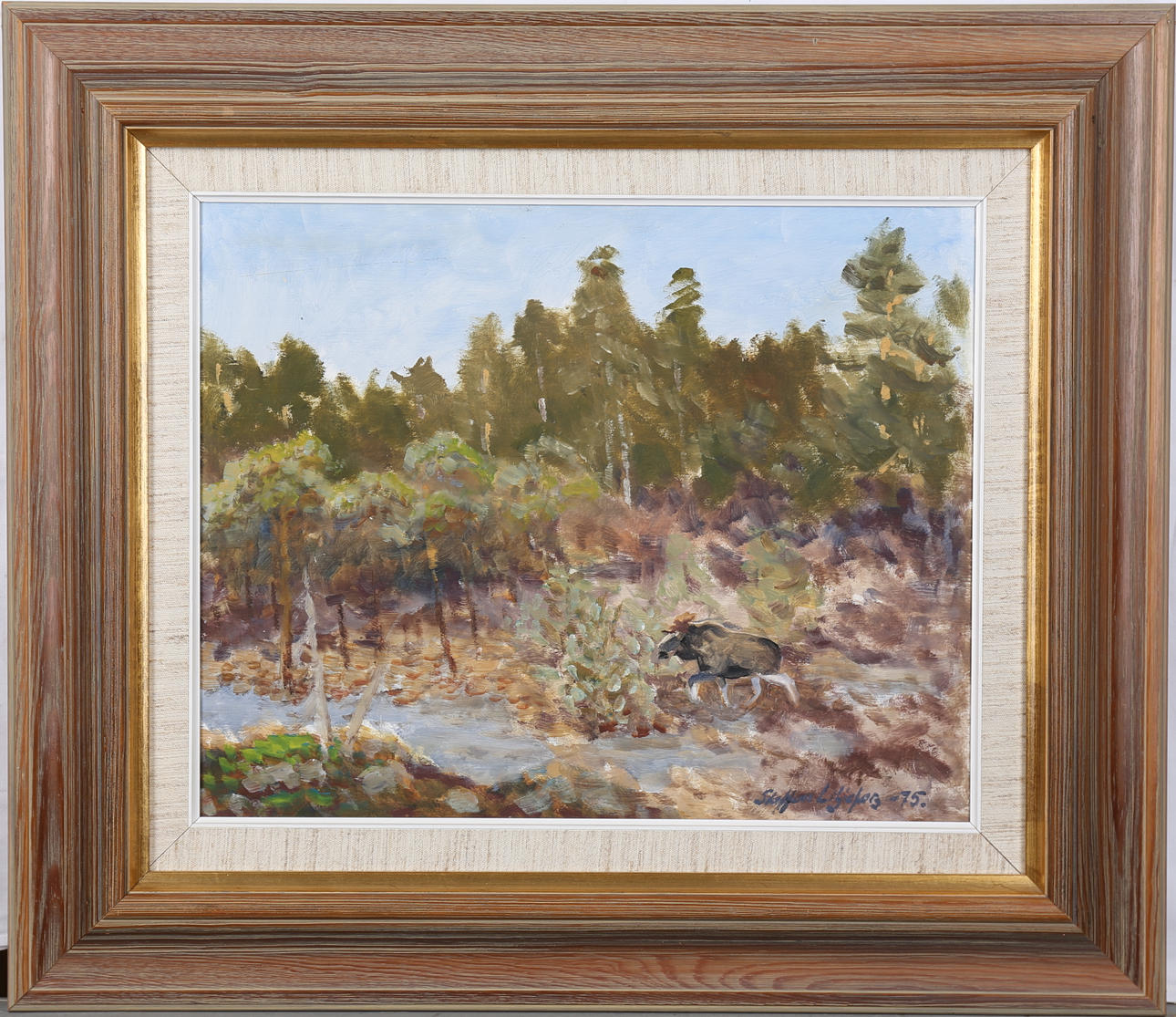 STAFFAN LILJEFORS. Älg. Olja på pannå, signerad och daterad -75.