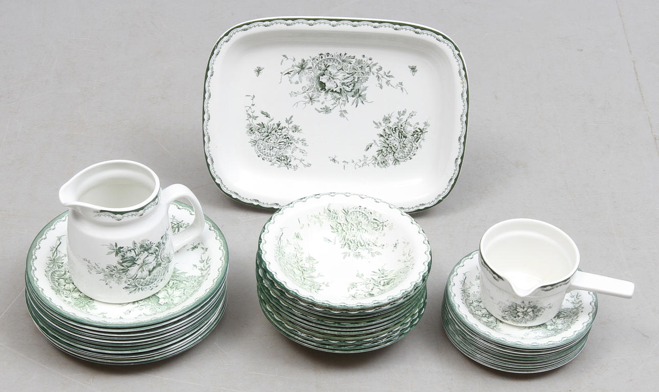 SERVIDSELAR, ca 36 delar, porslin, "Gröna Anna", Rörstrand.