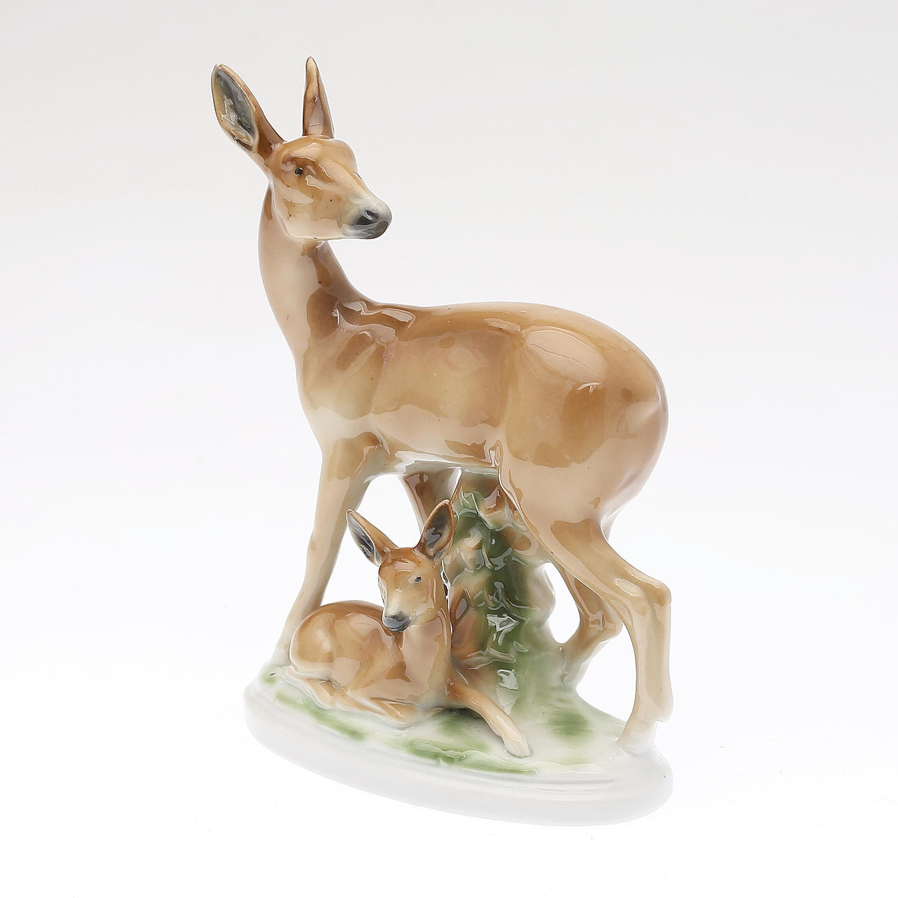 FIGUR, Porzellan, Hirsch mit Zicklein, Bock Wallendorf.