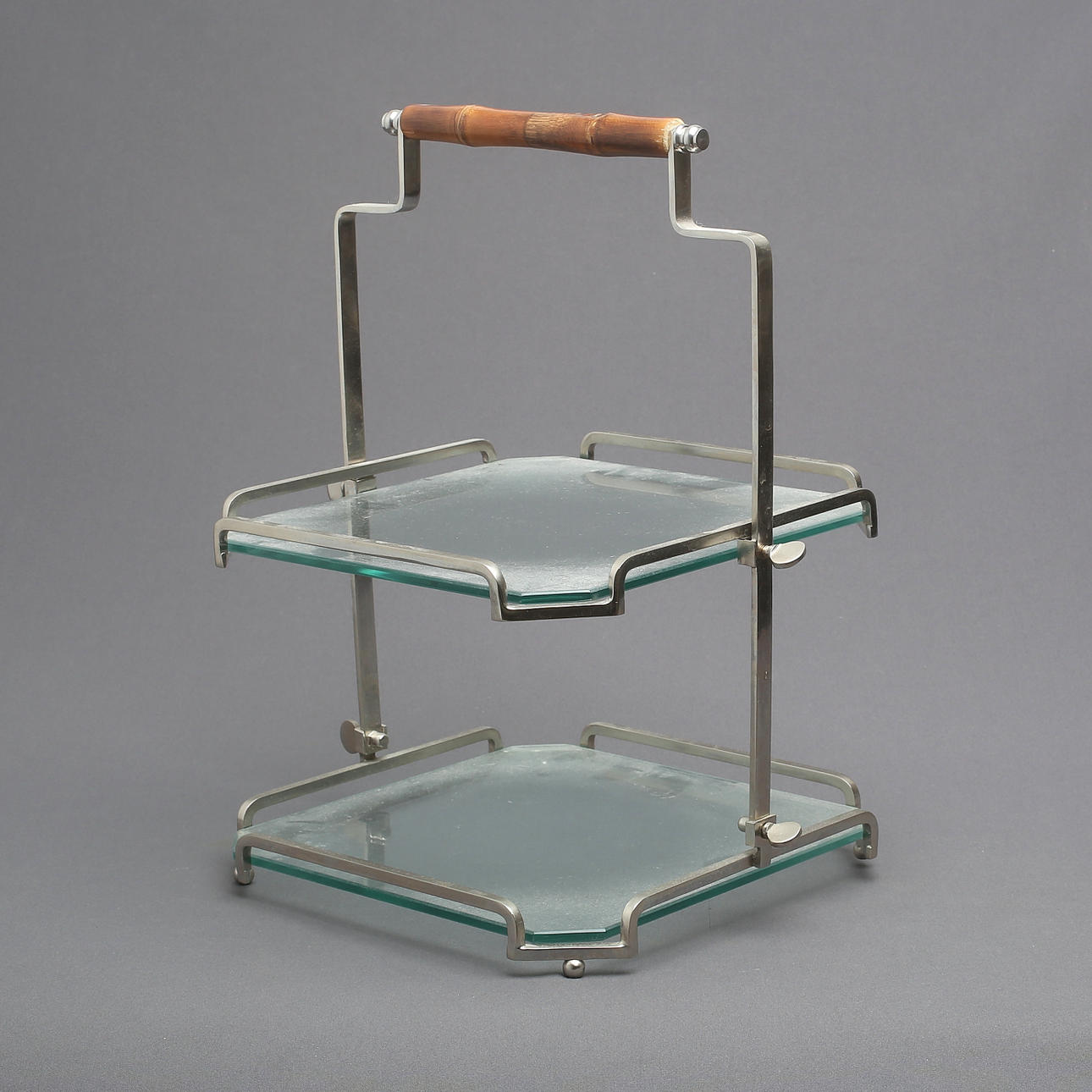 TALLRIKSSTÄLL, glas, metall, 1900-tal.