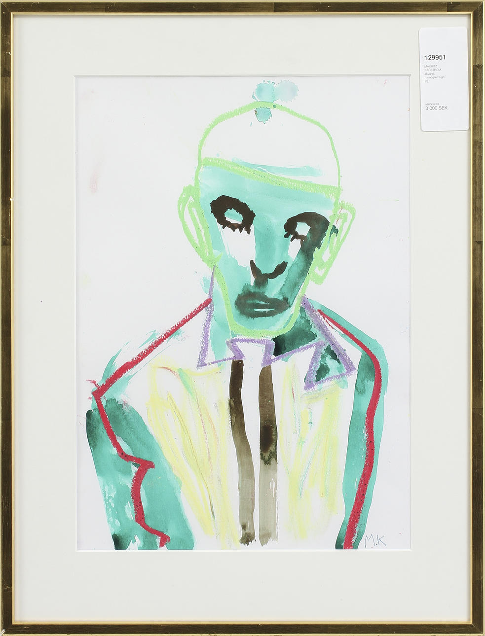 MAURITZ KARSTRÖM. akvarell, monogramsign.