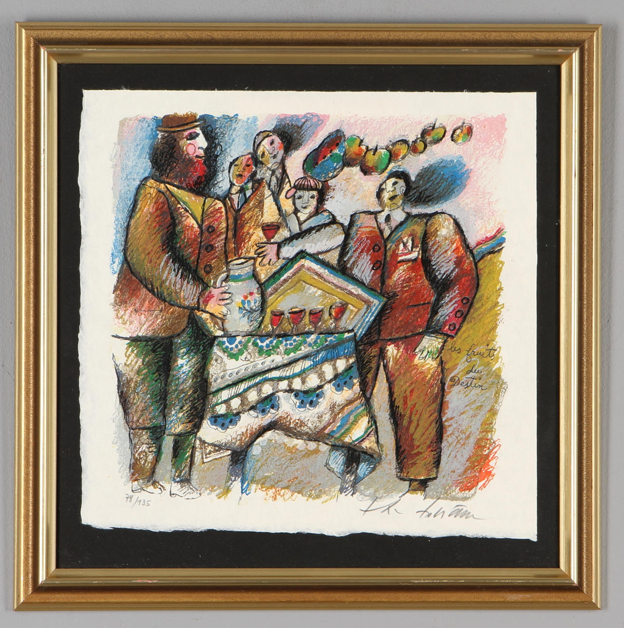 THÉO TOBIASSE. "Le fruits du destin", färglitografi, signerad och numrerad 78/135.