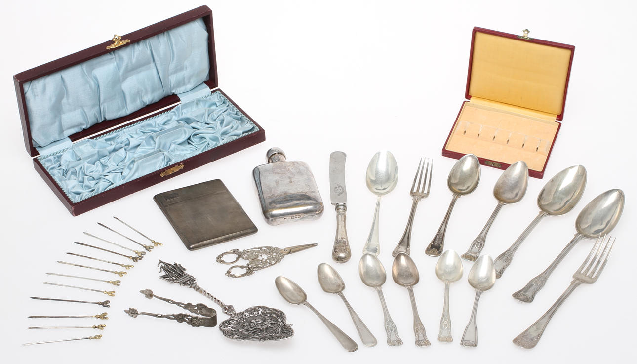 PARTI SILVER, bla. skedar, 18&1900-tal.