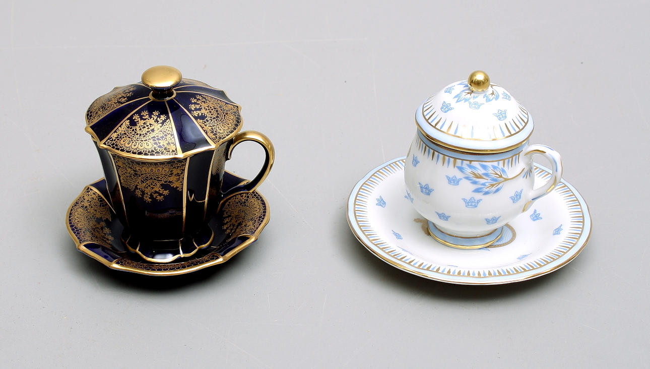 CRÉMEKOPPAR, 2 st, Lindner och Rörstrand.