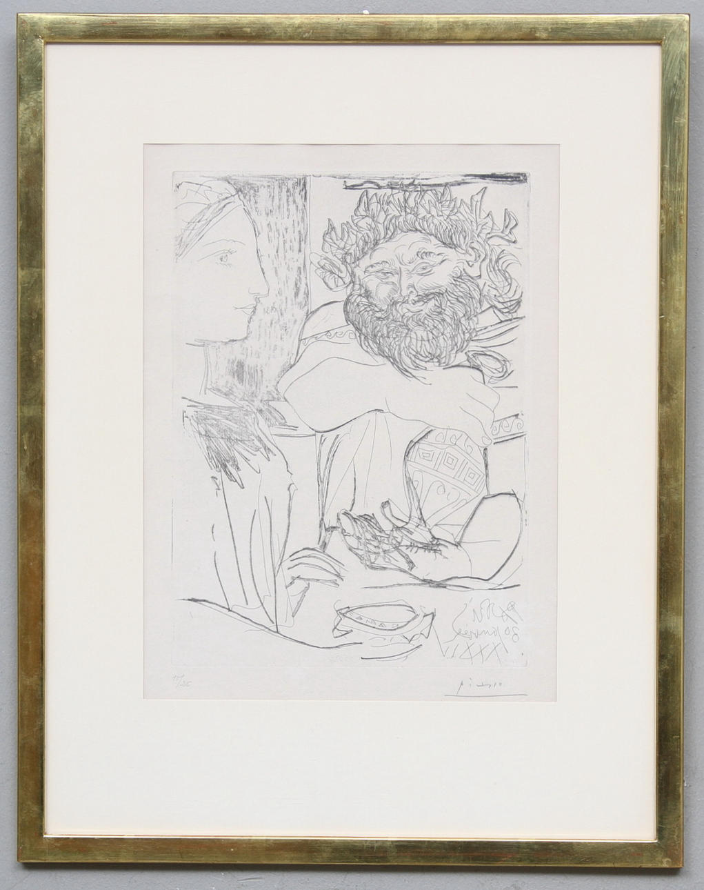 PABLO PICASSO. "Bacchus et Femme de Profil". 1934. Etsning. Signerad Picasso och numrerad 15/25.