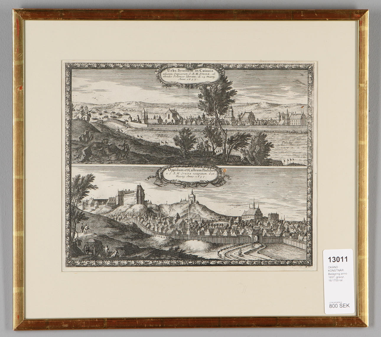 OKÄND KONSTNÄR. Belägring anno 1657, gravyr, 16/1700-tal.