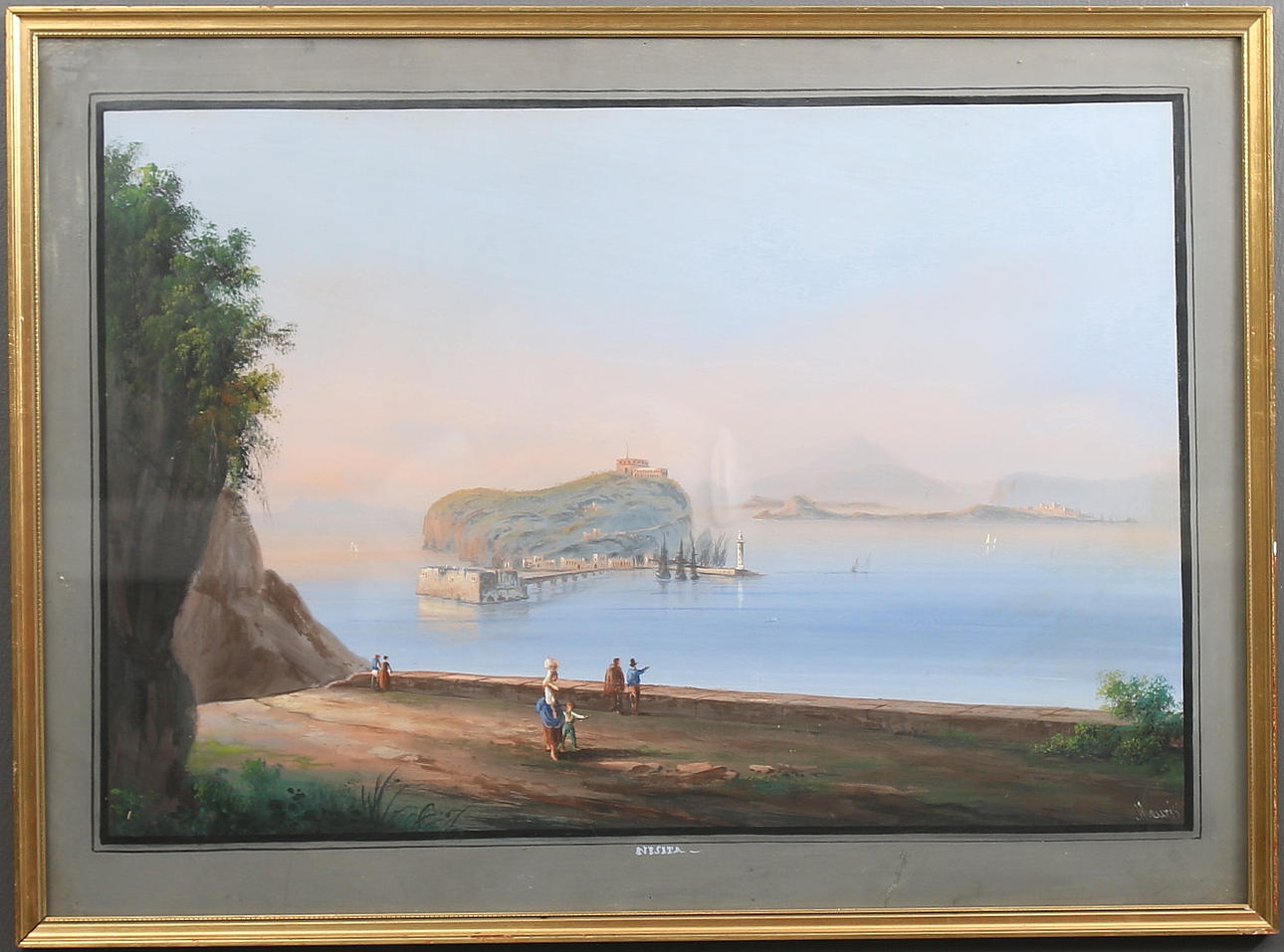 EMMANUEL MEURIS. Gouache, "Nisita" signerad, Italien, 1900-tal.