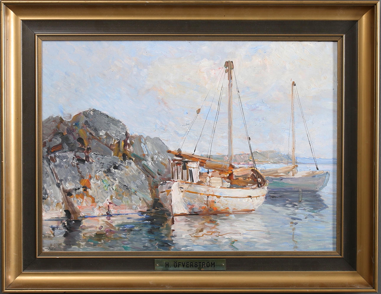 HUGO ÖFVERSTRÖM. Olja på duk, signerad, 1900-tal.