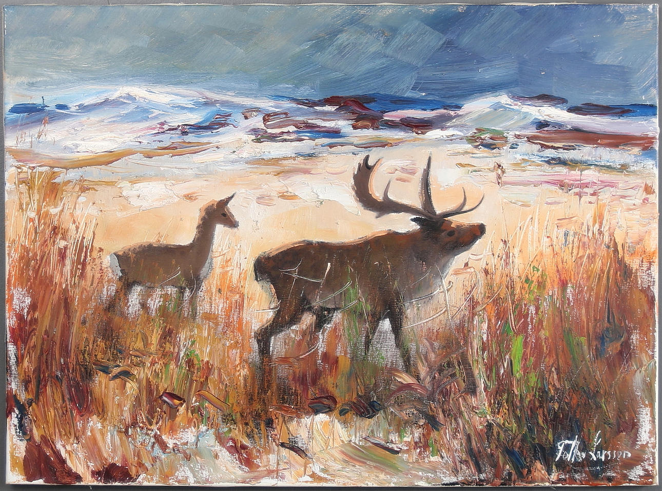 FOLKE LARSSON. Oil on canvas, signed.