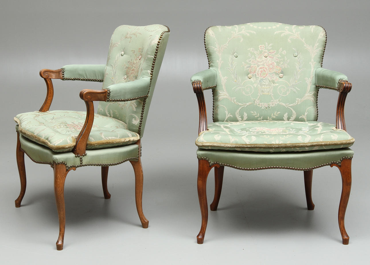 KARMSTOLAR, 1 par, rokokostil, 1900-tal.