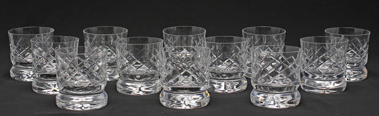 WHISKYGLAS, 12 st, glas, 1900-tal.