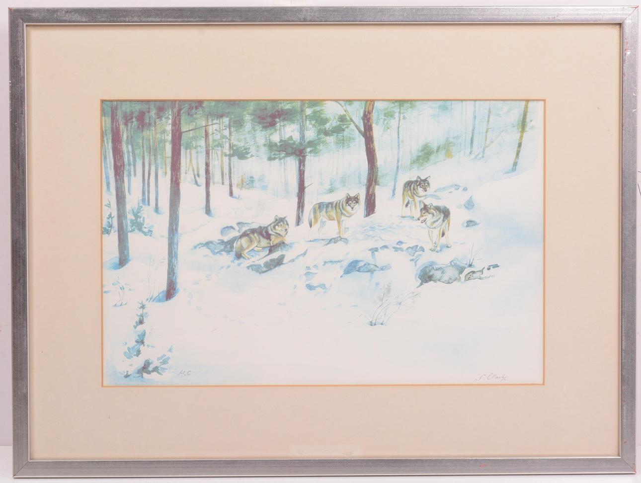 STEPHEN CLARK. Vargar. Litografi.