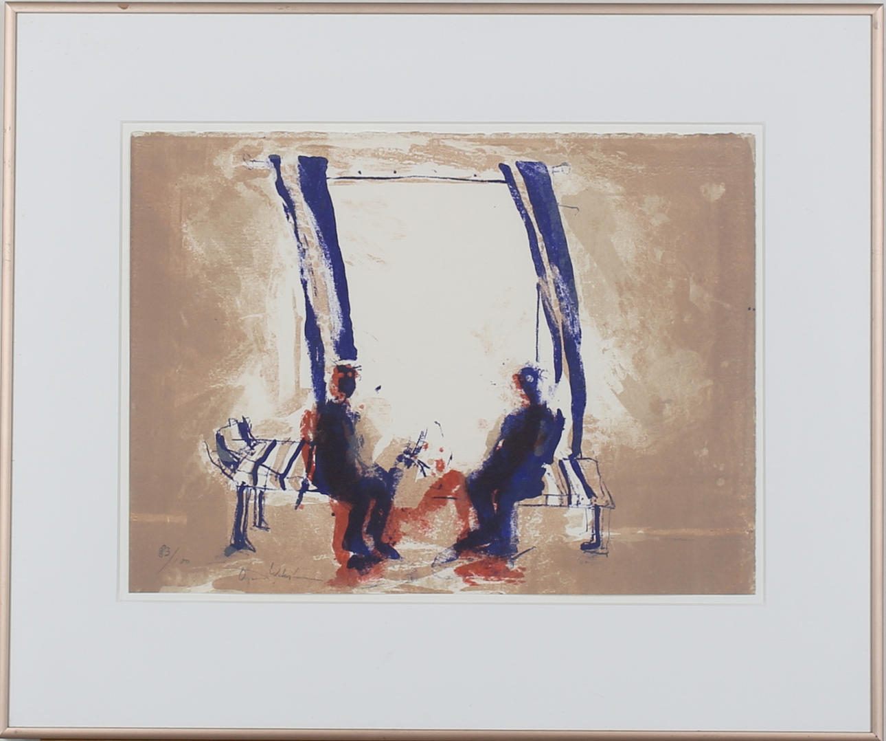 ÖRJAN WIKSTRÖM. Konversation. Färglitografi. Signerad. 83/100.