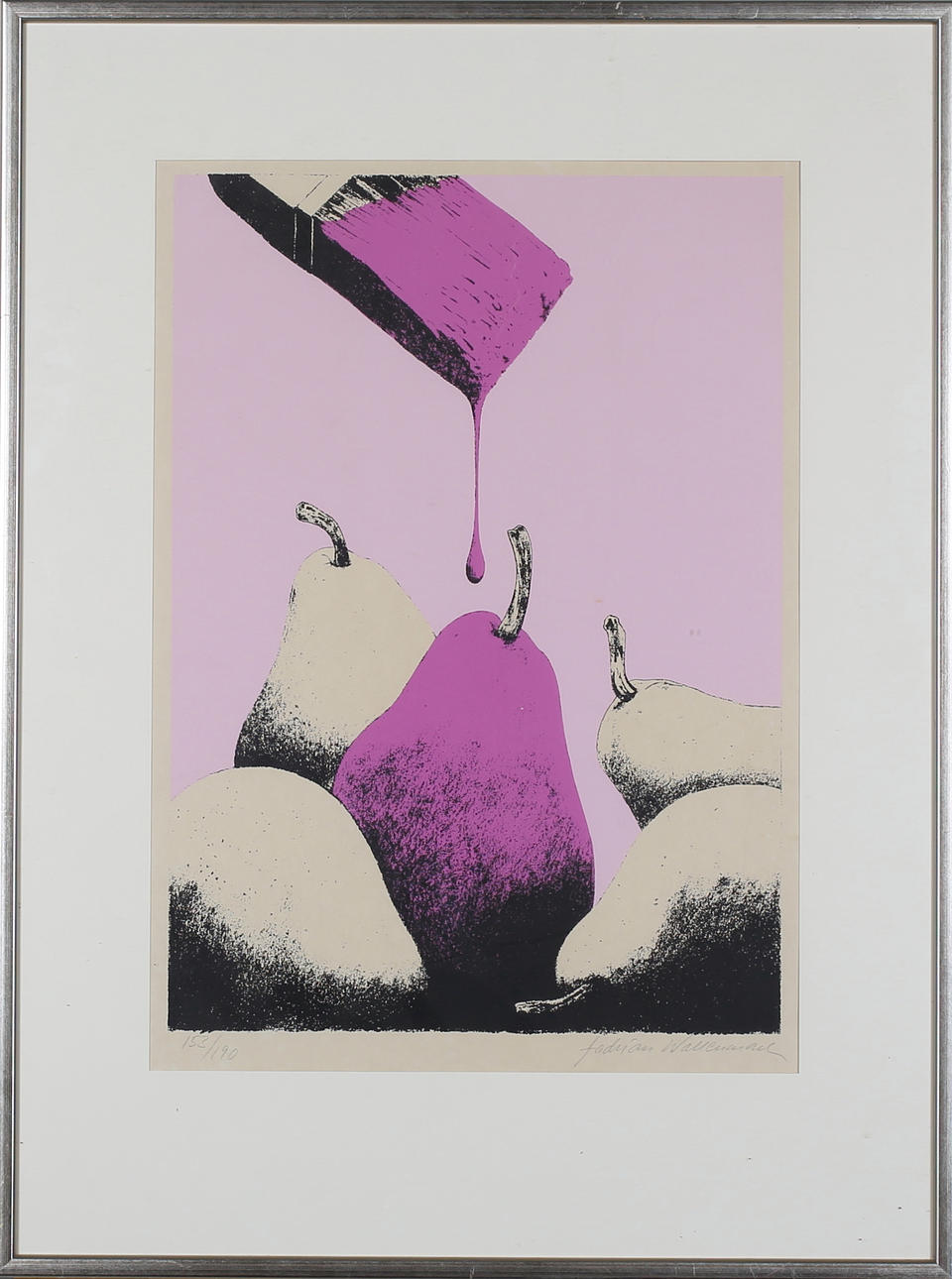 FADRIAN WALLENMARK. Pensel och päron. Färgserigrafi. 153/190.