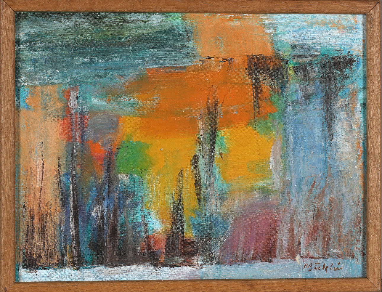 NILS BÄCKLIN. Komposition, Öl auf Leinwand, signiert.