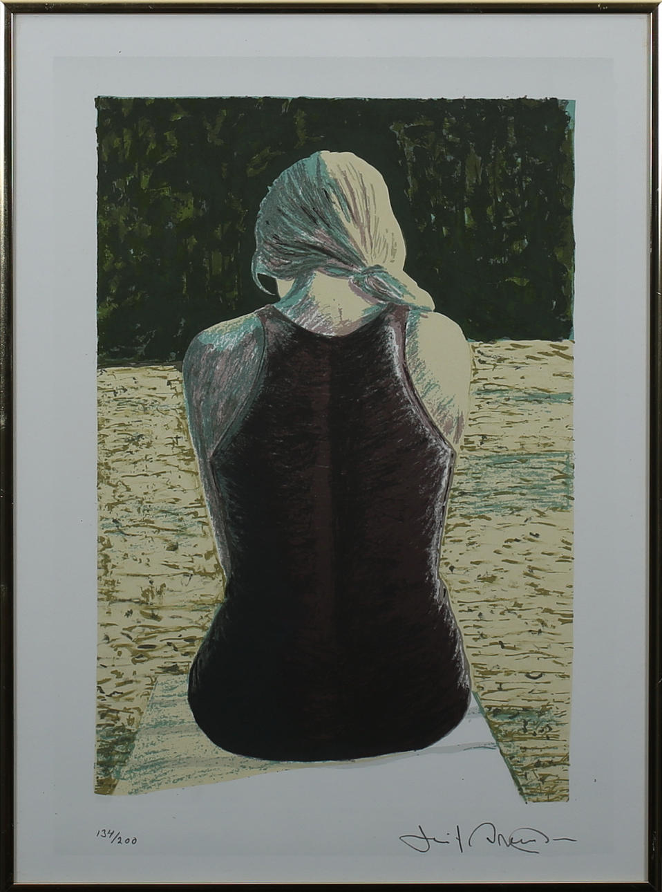 LEIF ANDERSSON. Sittande modell. Färgserigrafi. Signerad 134/200.