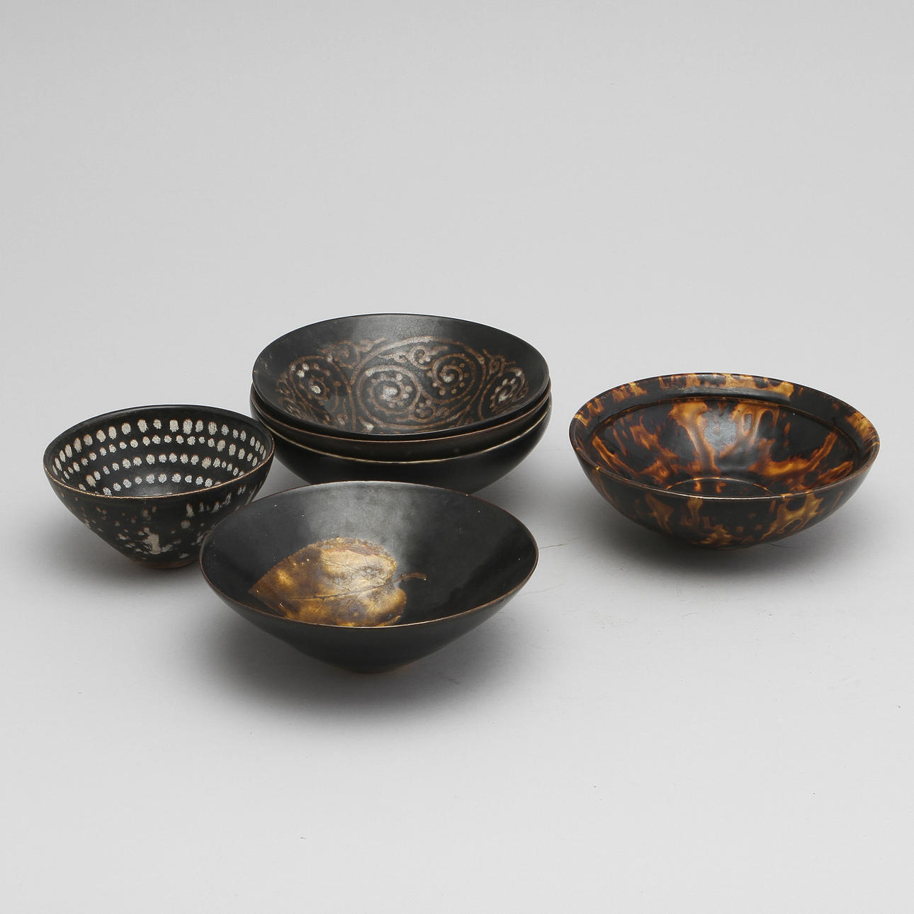 SKÅLAR, 6 st, stengods, Kina, song/yuan-stil.